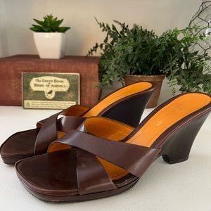 Enzo Angiolini Brown Leather Heels Sandals